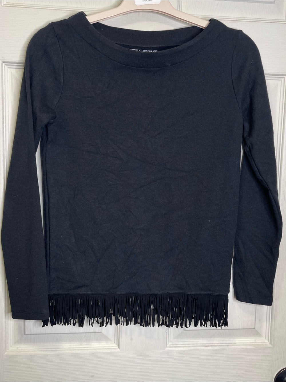 Majestic Filatures Du lion Women's Black Deluxe Tee Shirt with Fringe Hem Sz 1